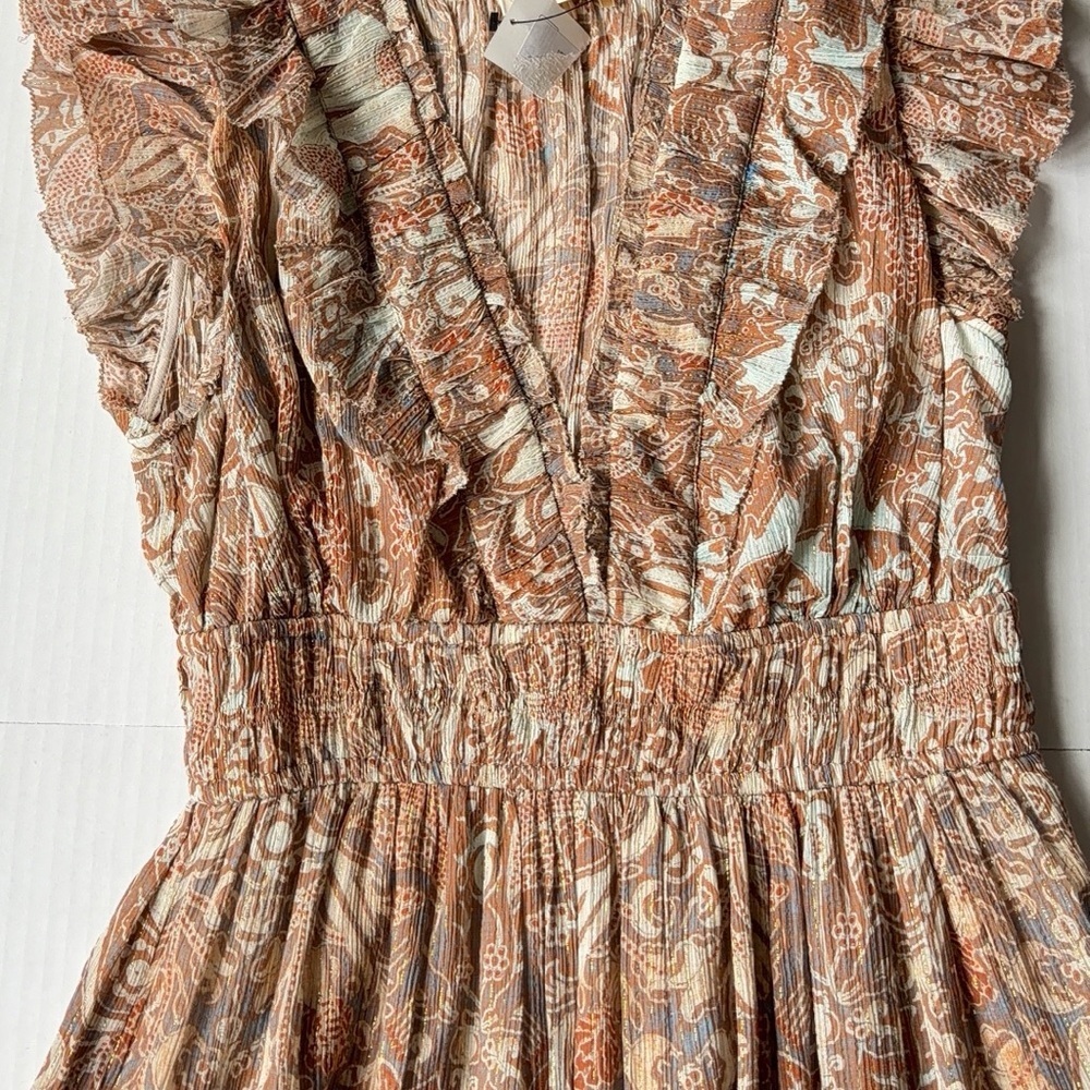 Ulla Johnson Blush Tan Paisley Ruffle Midi Dress - Picture 14 of 15